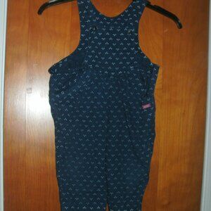 Absorba Navy Blue Floral Print Cotton Bib Overalls with Pockets Snap Closure 18M